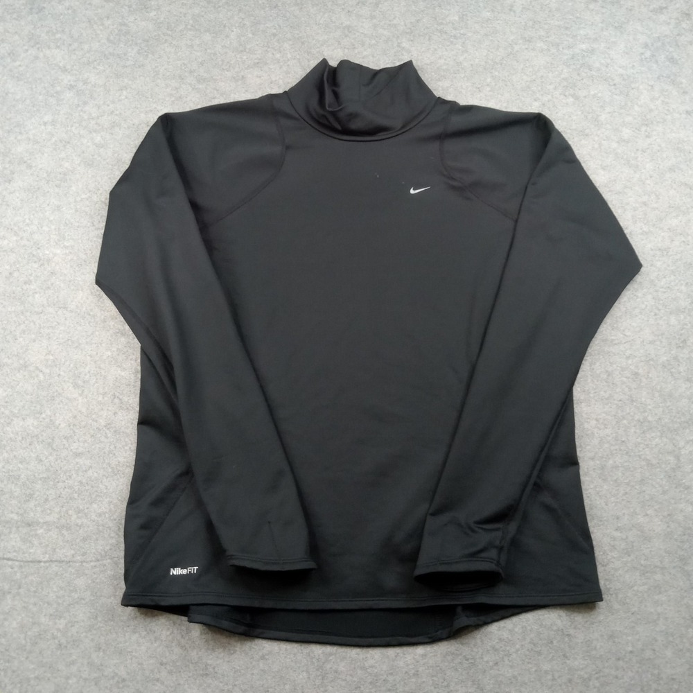 Nike Shirt Mens XL Black NikeFIT Long Sleeve Mock‎ Neck Training Athletic Top